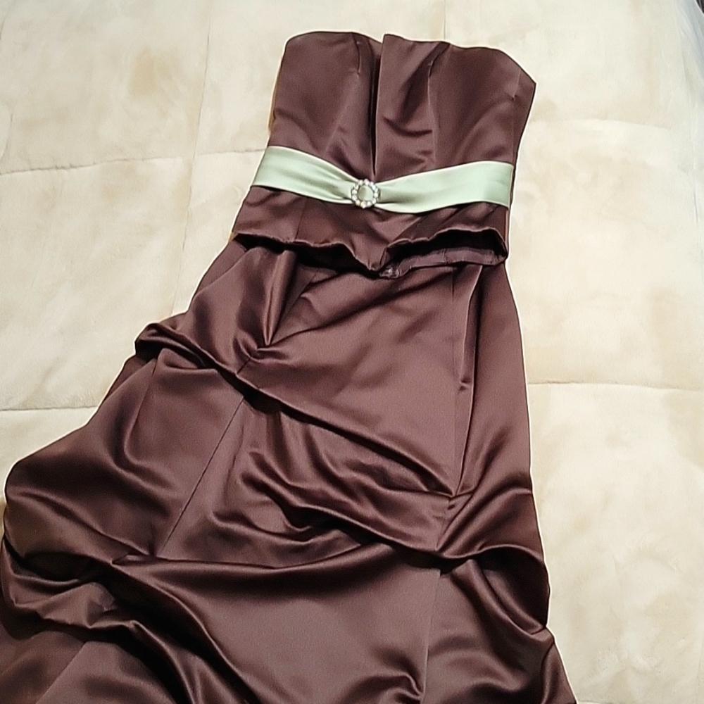 Alfred Angelo strapless chocolate gown/dress,size 4